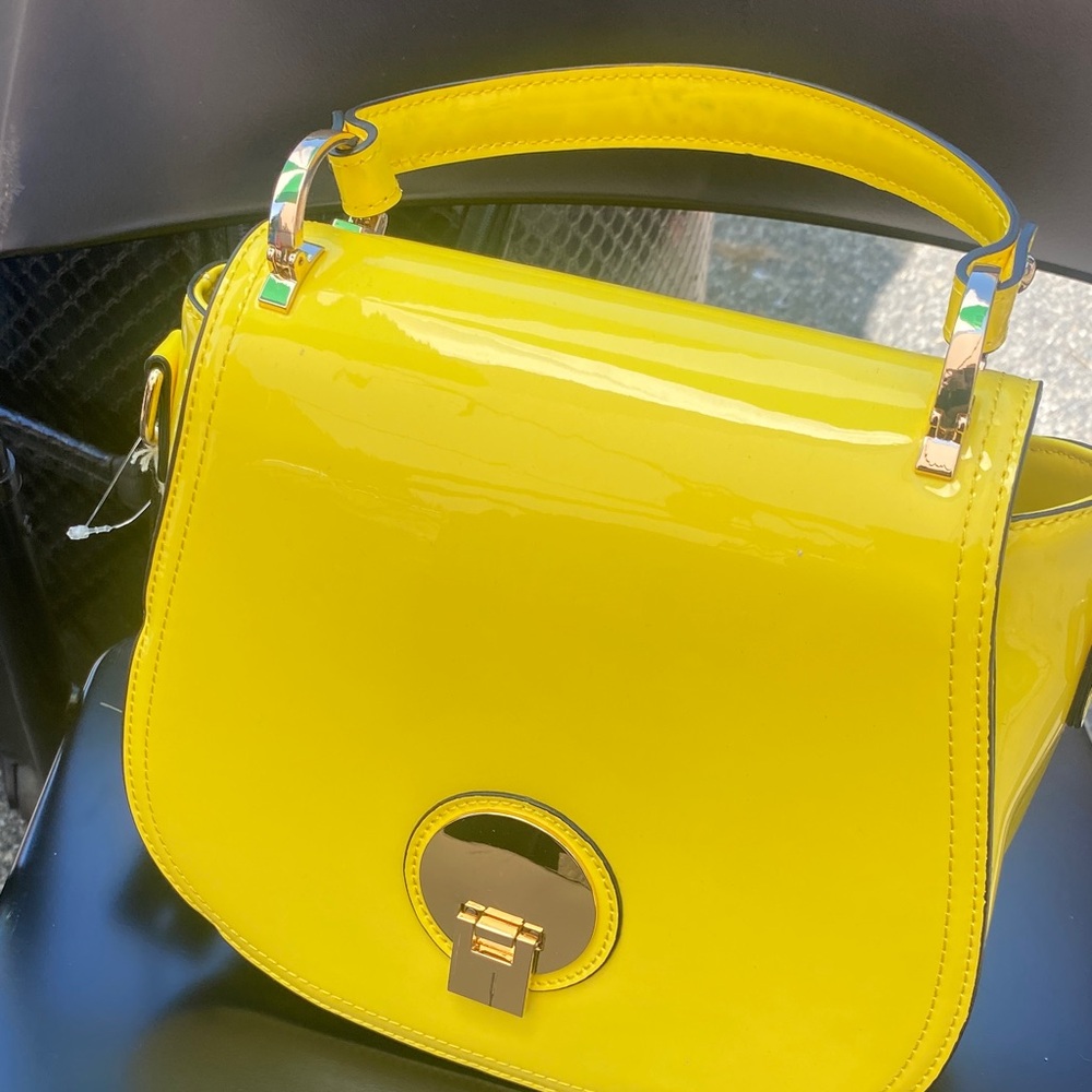 Fox Yellow Patent Shoulder Bag